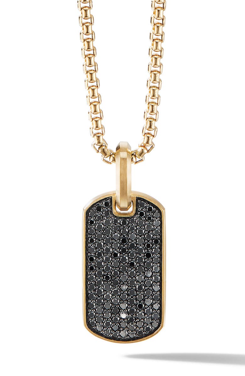 David Yurman Men's Chevron Tag in 18K Yellow Gold with Pavé Diamonds, 27mm, Main, color, 