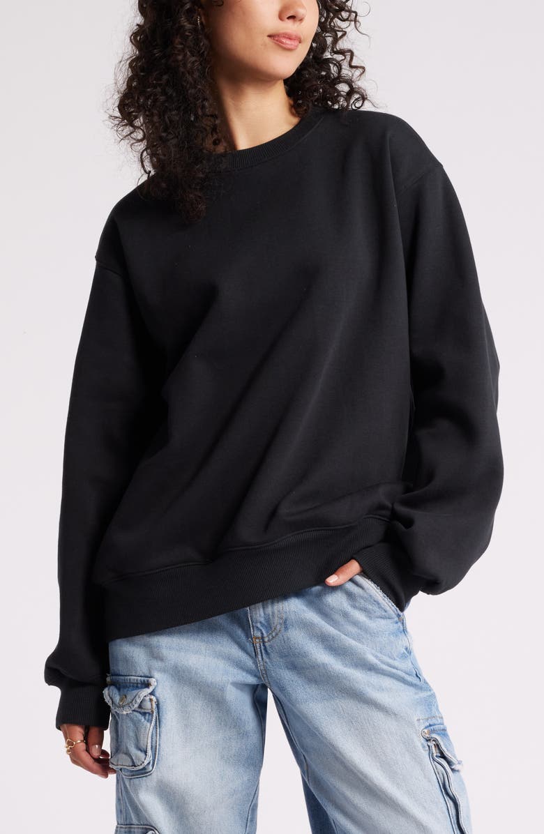 BP. Fleece Detail Oversize Crewneck Sweatshirt, Main, color, 