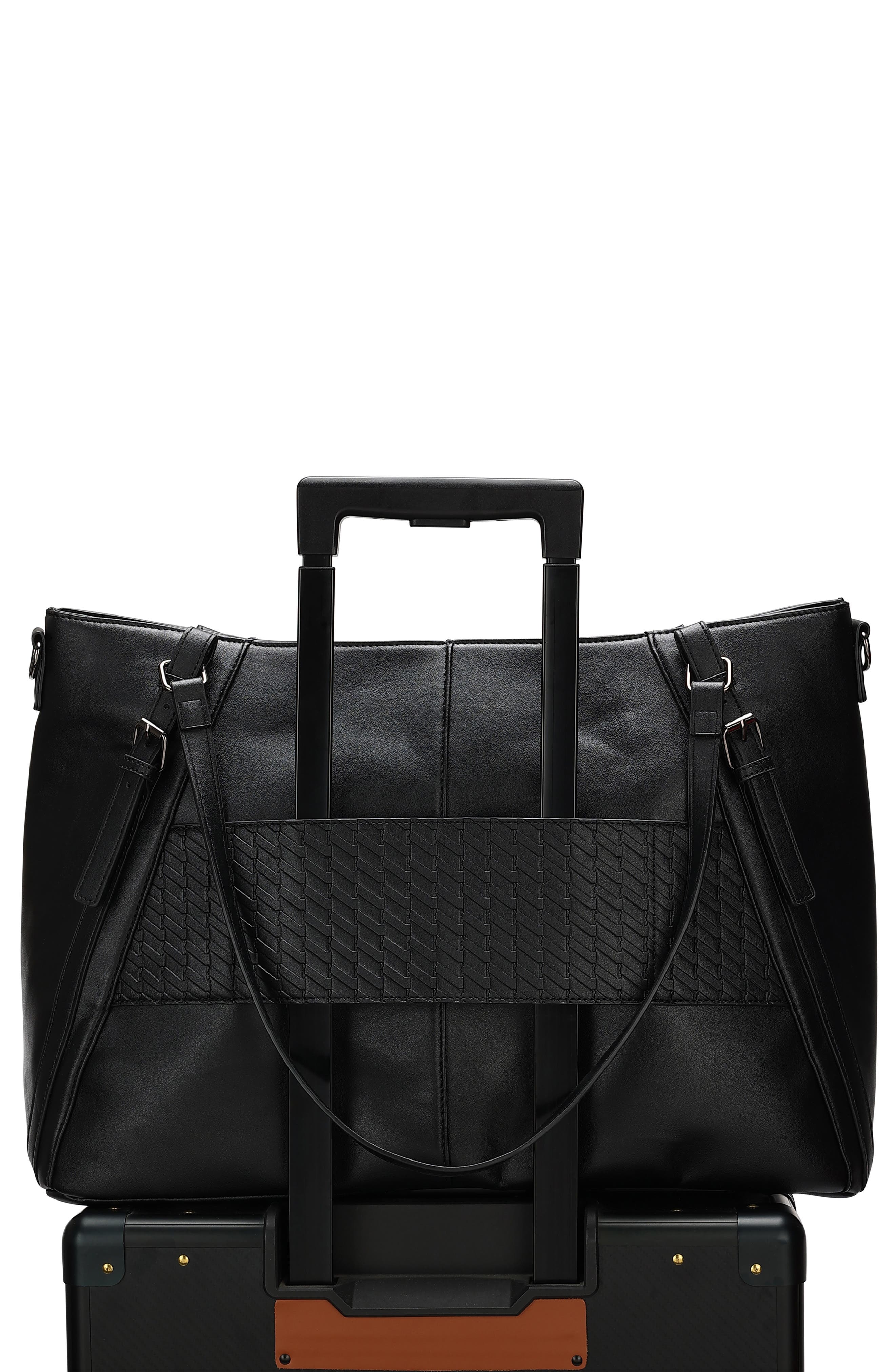 ELLE Leisure Luxe 33L Vegan Leather Weekender Duffel Bag, Alternate, color, Black