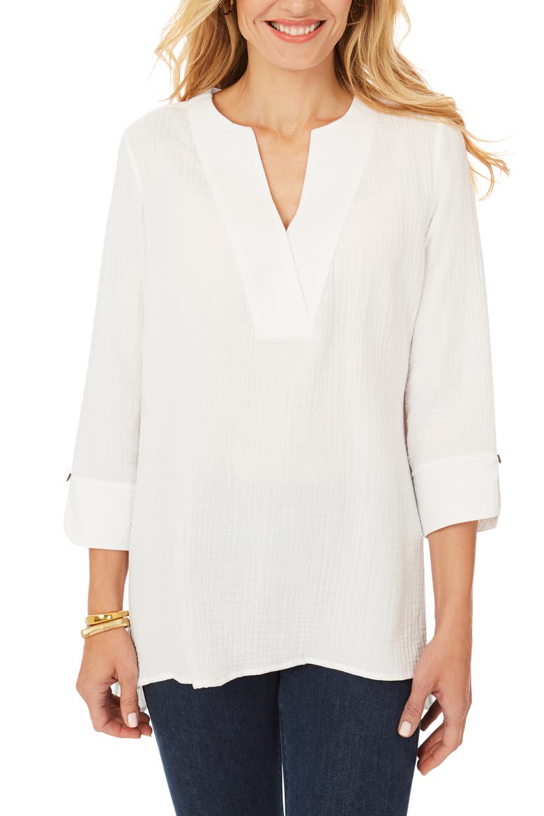 Vena Cotton Gauze Tunic, Main, color, WHITE