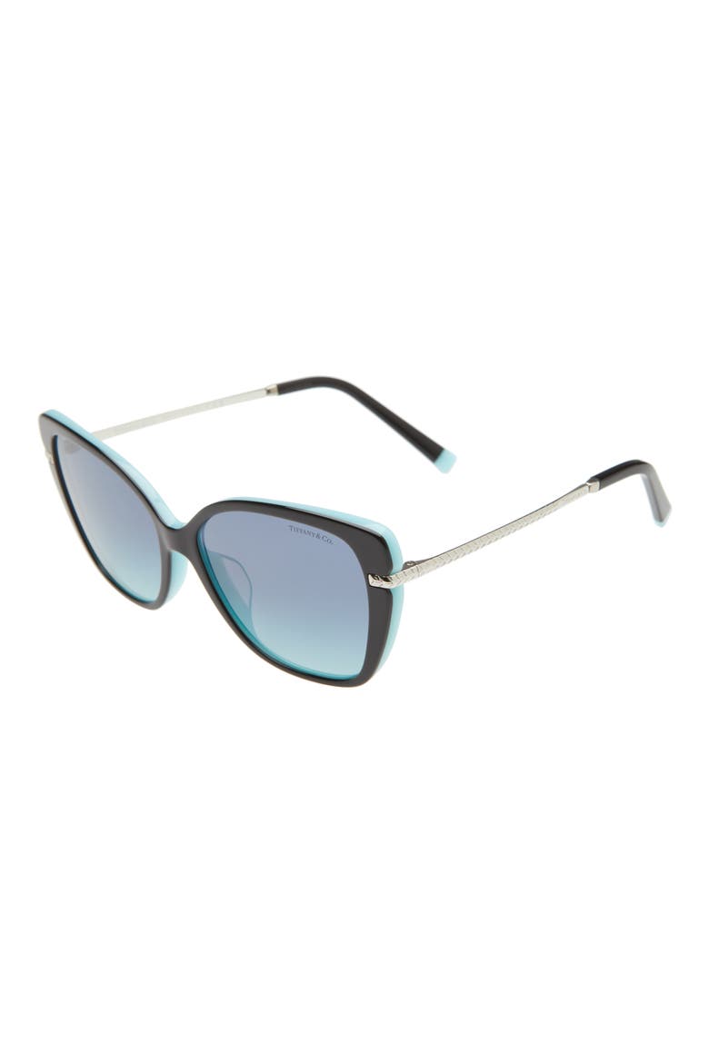 57mm Cat Eye Sunglasses, Alternate, color, BLACK BLUE