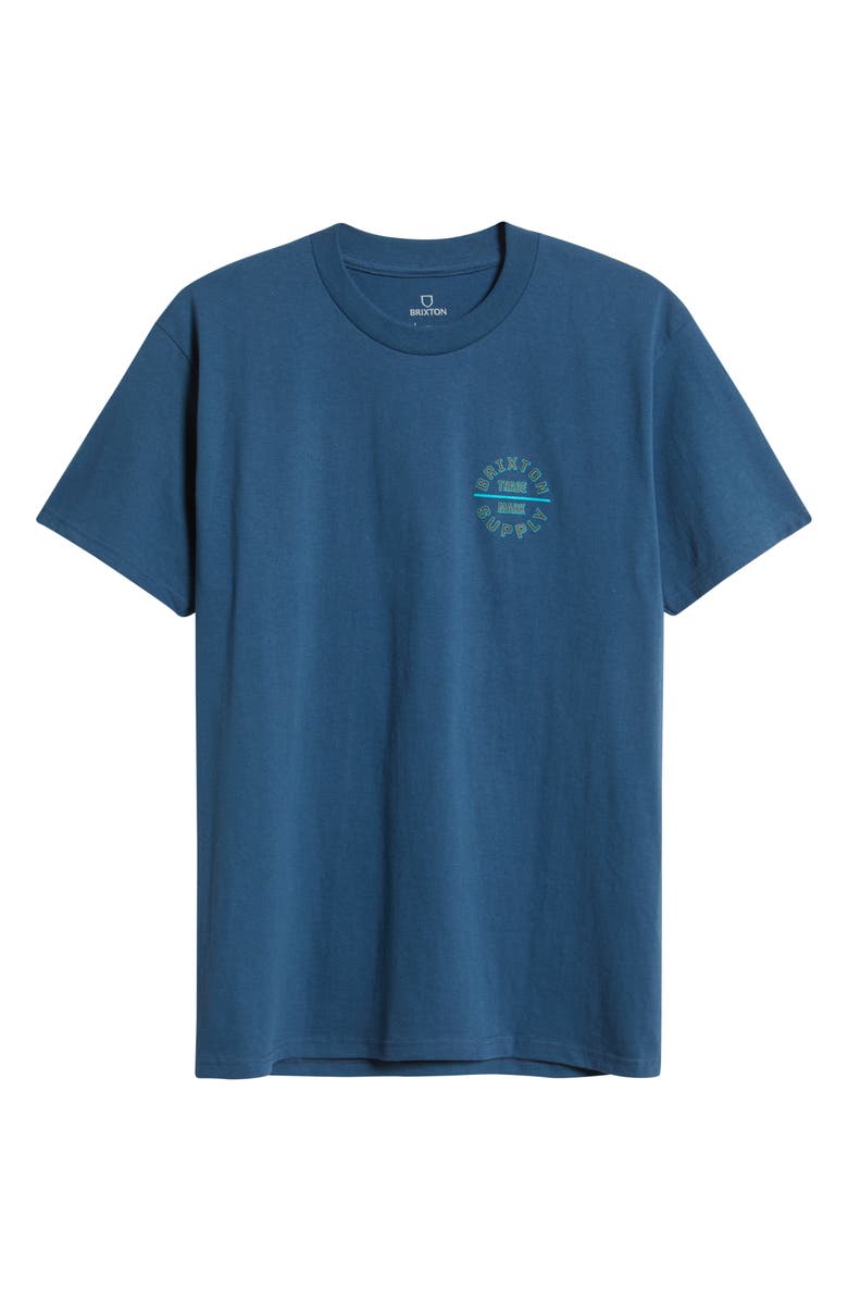 Brixton Oath V Cotton Logo Graphic T-Shirt, Alternate, color, Harbor Blue/ Dark Brown/ Teal