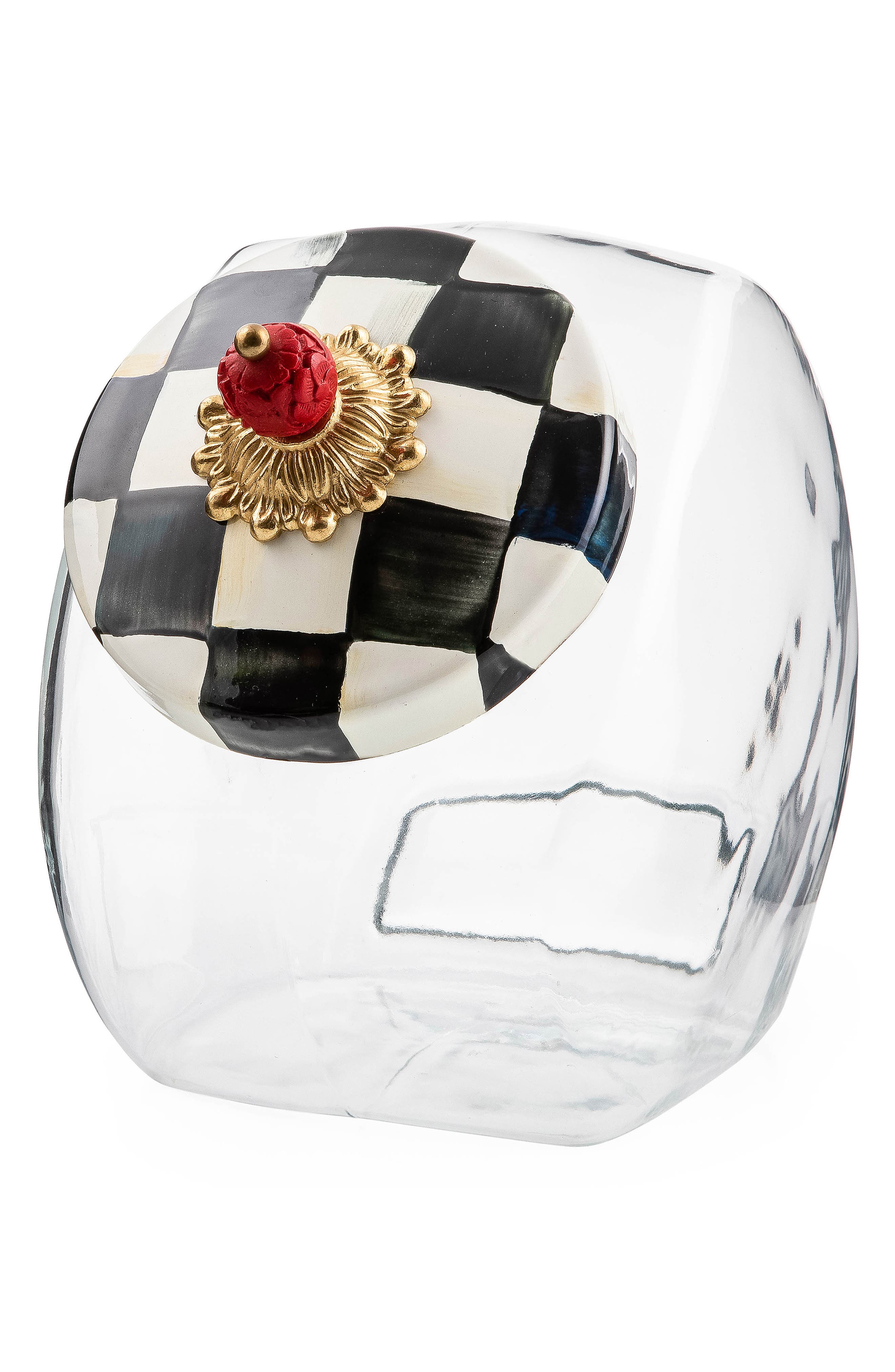 MACKENZIE CHILDS Cookie Jar with Courtly Check Lid - Black/ White