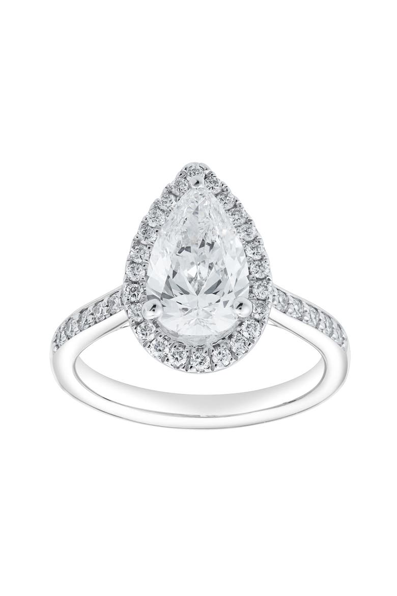 Athena 14K White Gold Pear Lab Grown Diamond Halo Engagement Ring - 2.2 Ct, Main, color, 14K White Gold