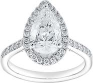 LuvMyJewelry Athena 14K White Gold Pear Lab Grown Diamond Halo Engagement Ring - 2.2 Ct