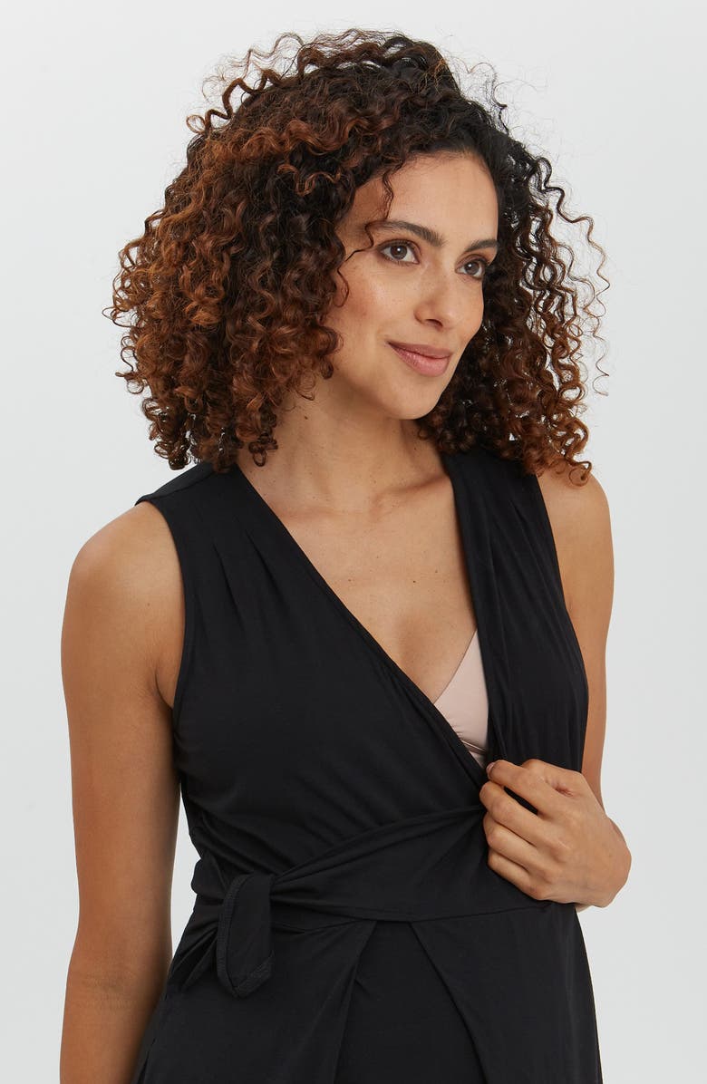 Nom Maternity Ines Wrap Wide Leg Maternity/Nursing Jumpsuit, Alternate, color, 