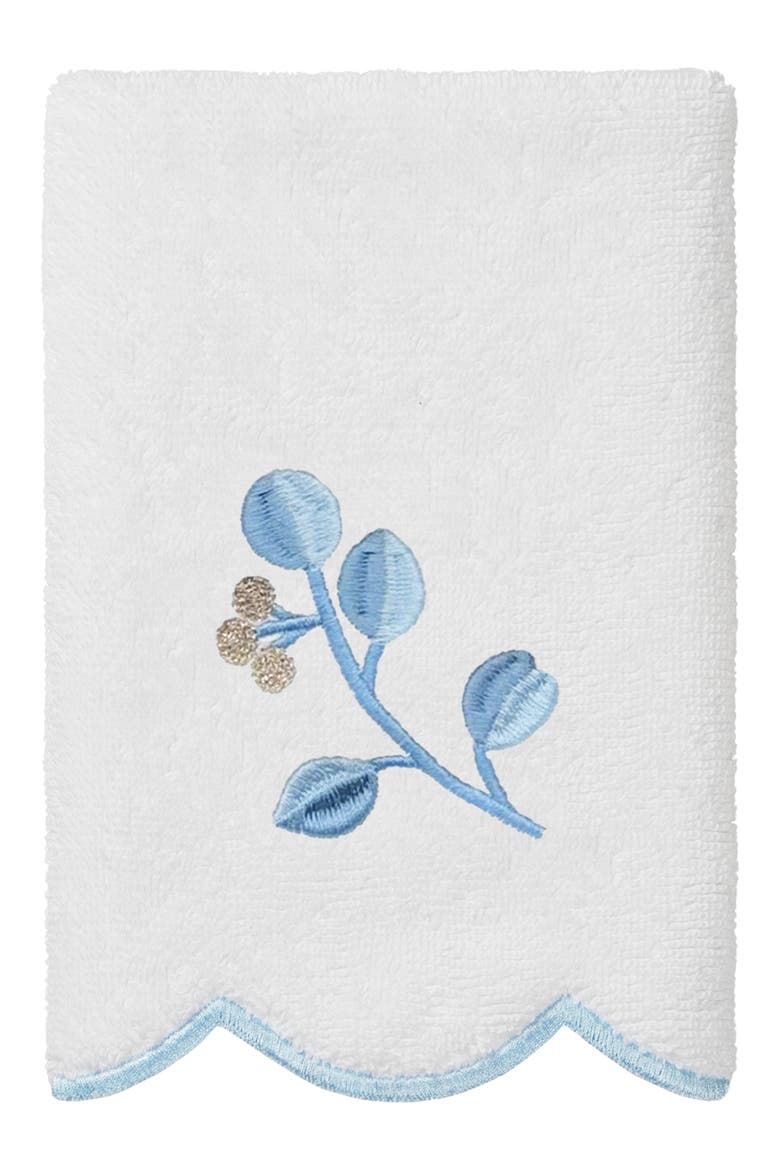Wild Branch Scallop 3-Piece Towel Set, Alternate, color, WHITE/ BLUE