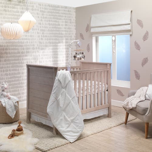 Lambs & Ivy Signature Leaves Print Organic Cotton Fitted Crib Sheet In White
