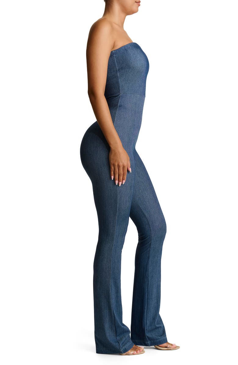 Naked Wardrobe Strapless Bootcut Stretch Cotton Jumpsuit, Alternate, color, 