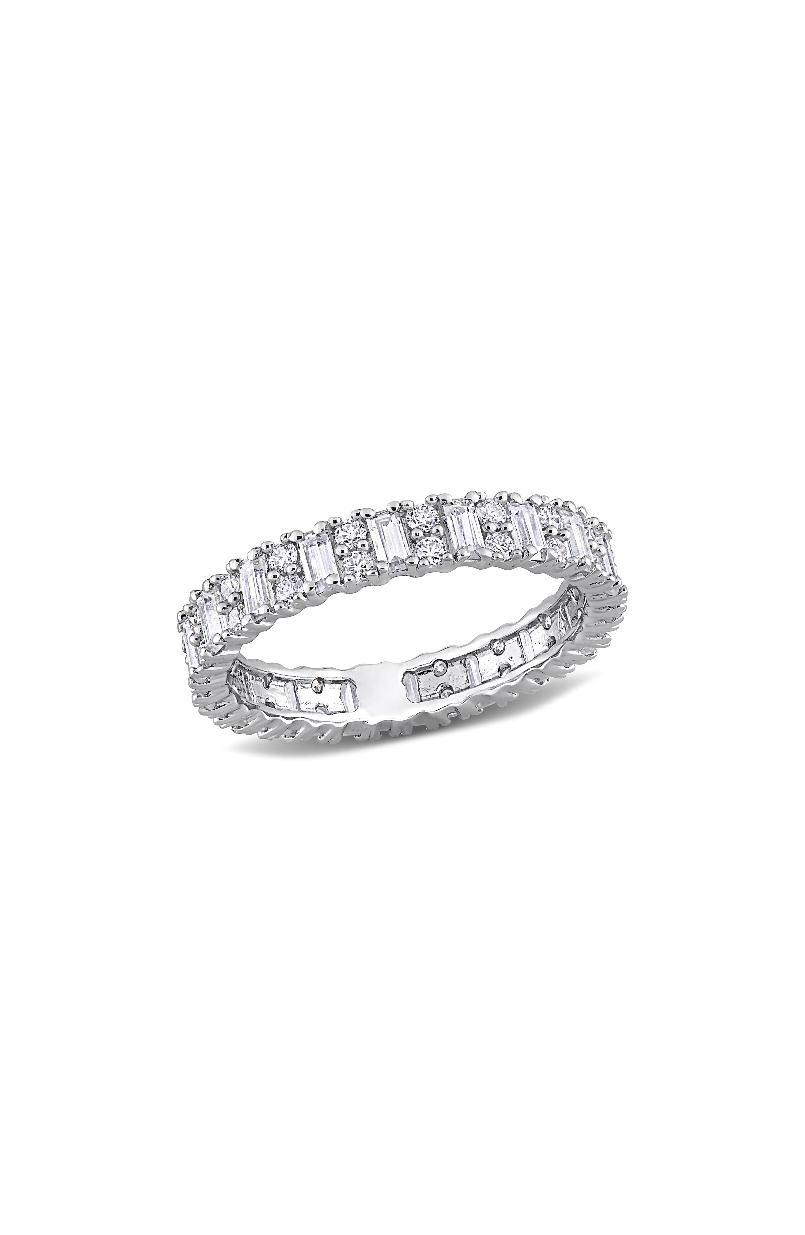 DELMAR Sterling Silver Lab Created Moissanite Eternity Ring