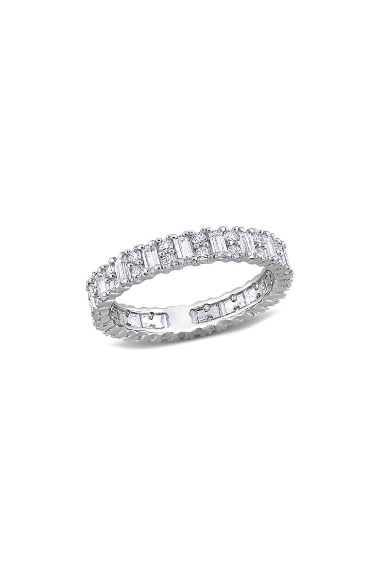 Sterling Silver Lab Created Moissanite Eternity Ring, Main, color, SILVER