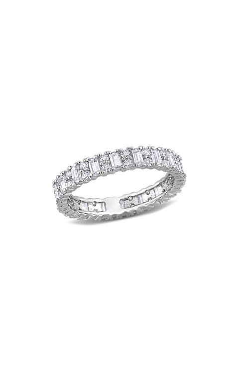 Sterling Silver Lab Created Moissanite Eternity Ring