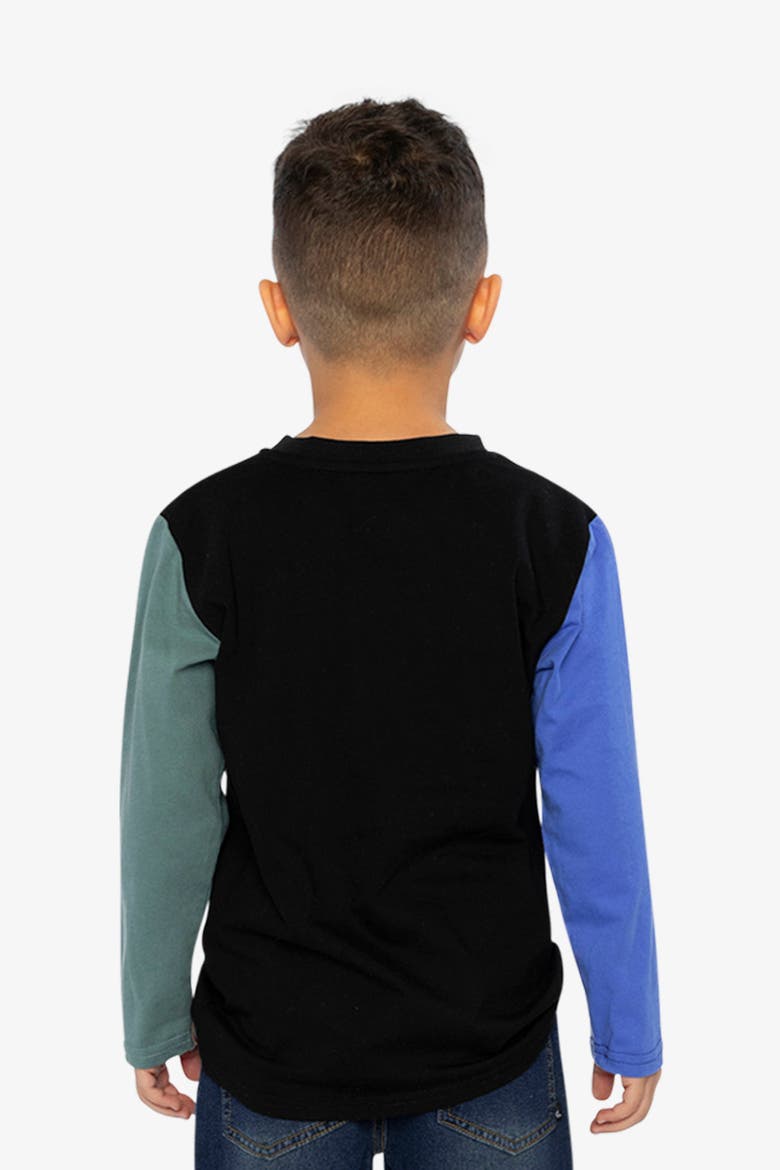 Long Sleeve Motorcycle Crew Neck Cotton T-Shirt, Alternate, color, Black, Blue and Green