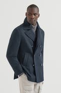 Brunello Cucinelli Wool and cashmere cavalry pea coat with metal buttons