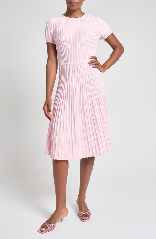 Shop Ming Wang Modern Fit Stripe A-line Knit Dress In Rose/white