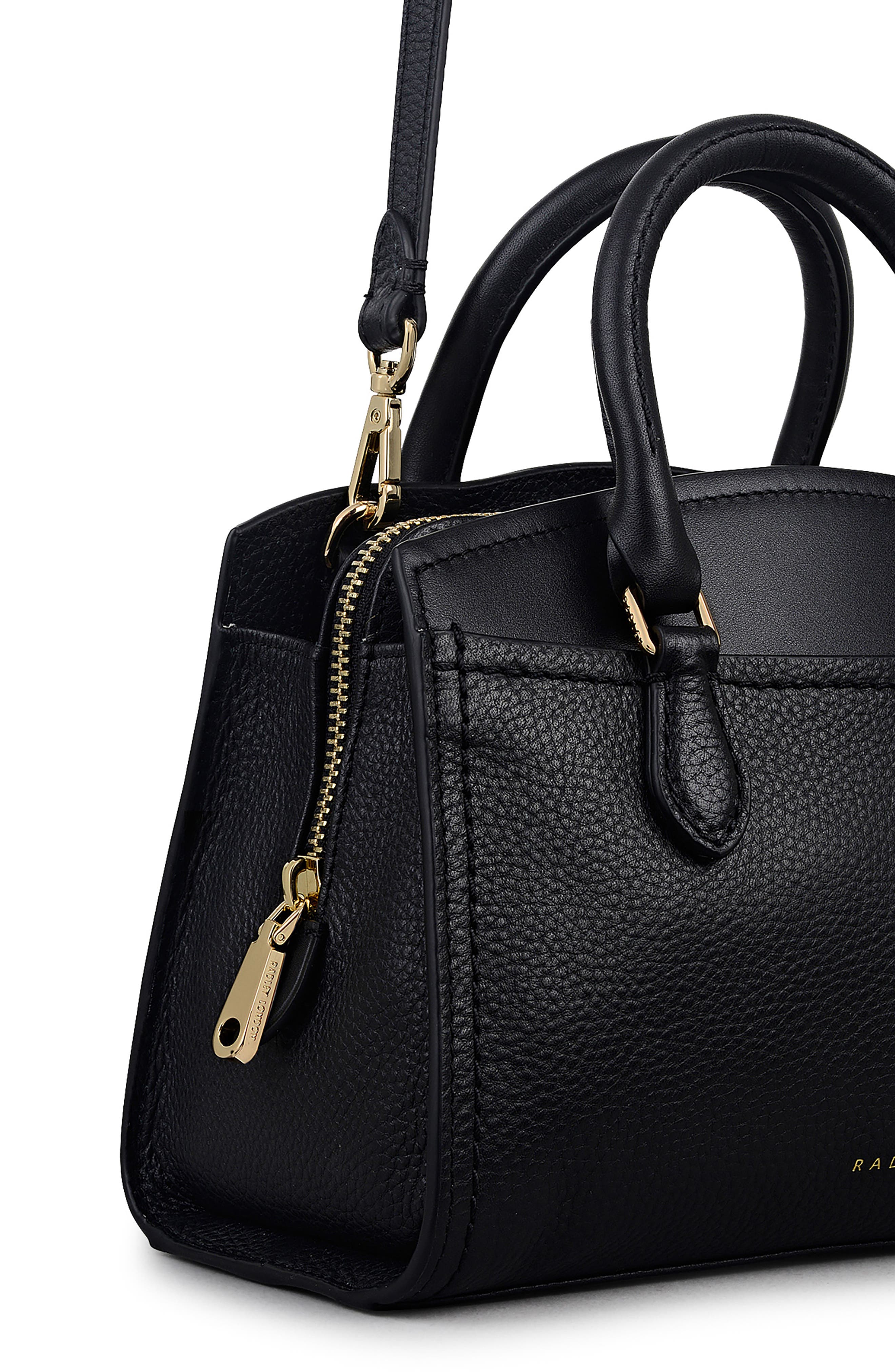 Radley Portland Way Mini Zip Leather Satchel, Alternate, color, Black