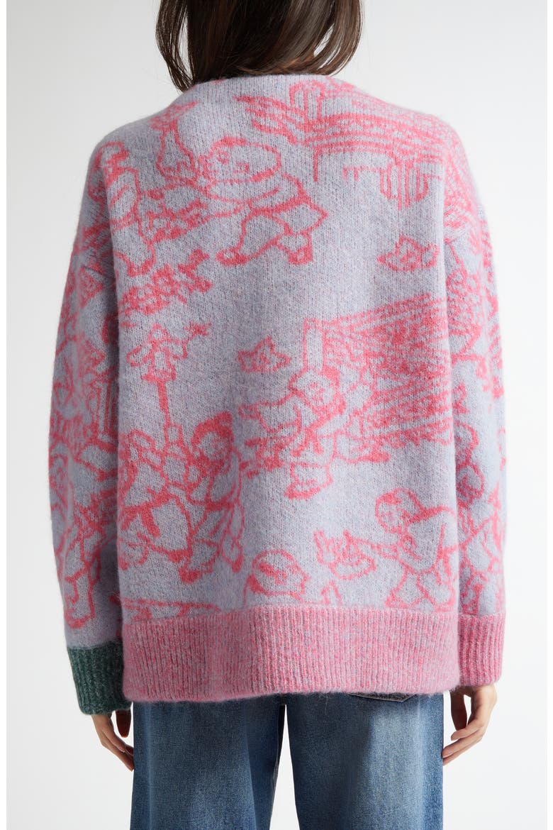 Fuzzy Laza Alpaca & Wool Blend Cardigan, Alternate, color, SKY/ PINK
