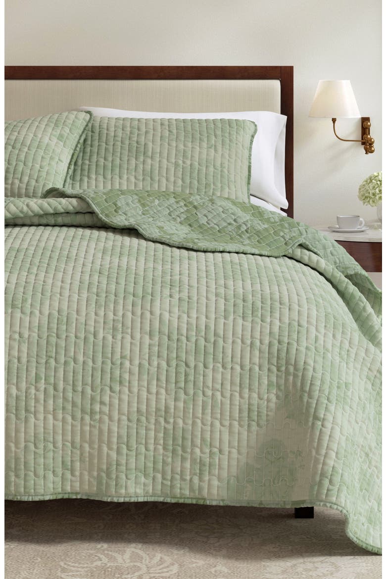 Floral Cotton Quilt & Sham Set, Alternate, color, EUCALYPTUS
