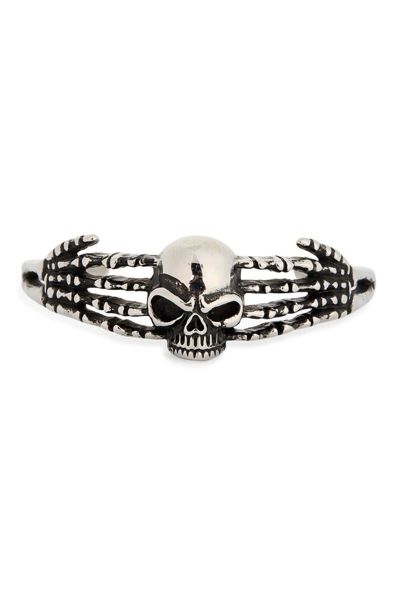 Men's Kaden Skull Hands Cuff Bracelet, Main, color, SILVER