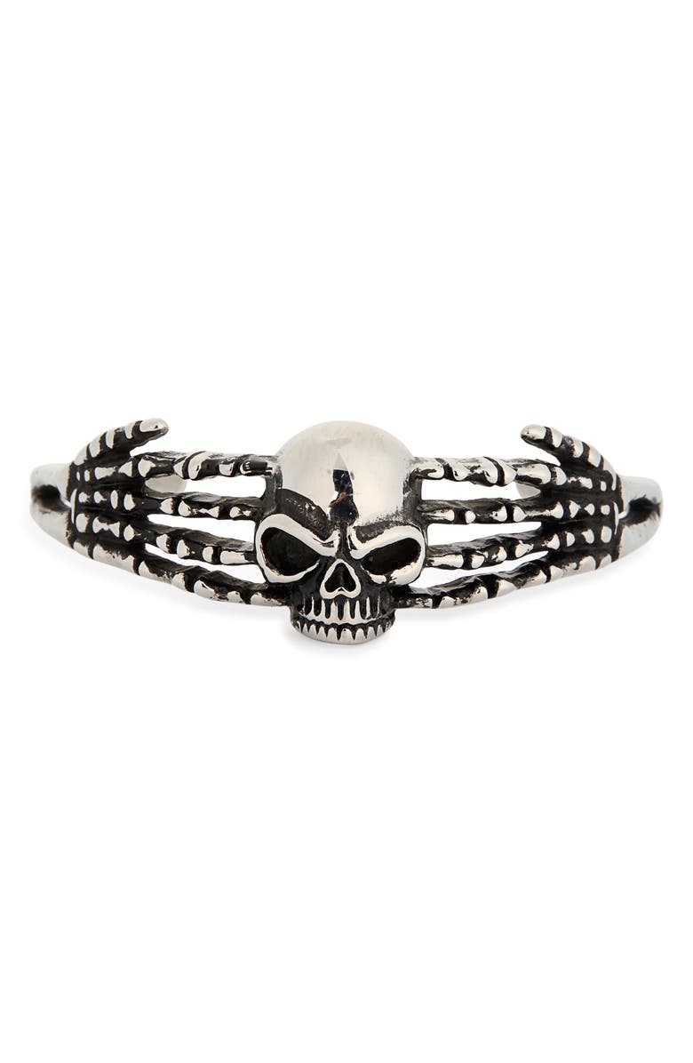 EYE CANDY LOS ANGELES Men's Kaden Skull Hands Cuff Bracelet, Main, color, Silver