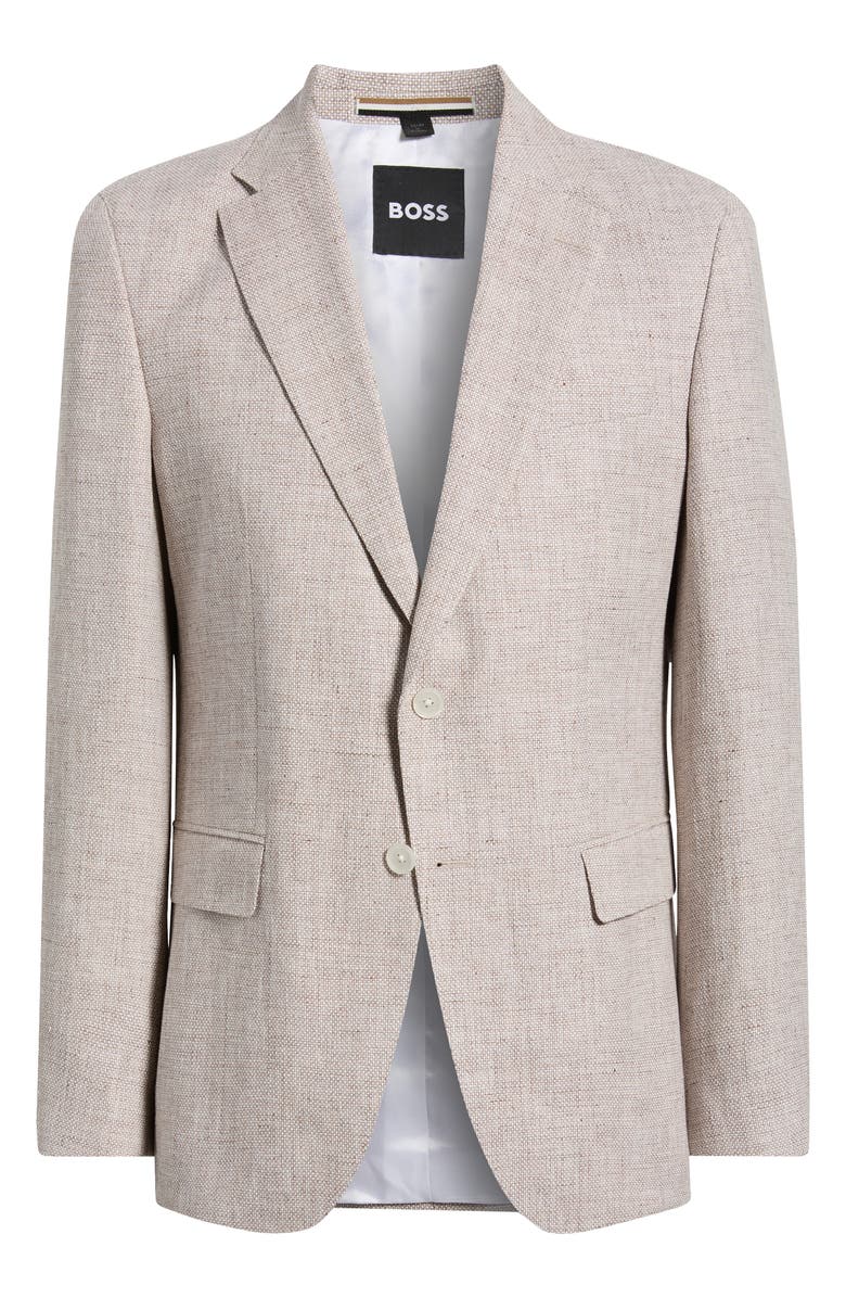 BOSS Hutson Slim Fit Linen & Cotton Blend Sport Coat, Alternate, color, Open Beige