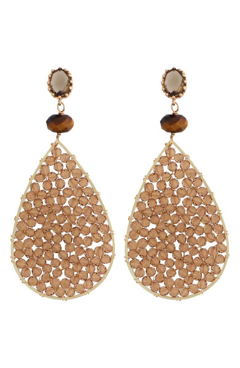 Panacea Crystal Teardrop Earrings, Main, color, Topaz