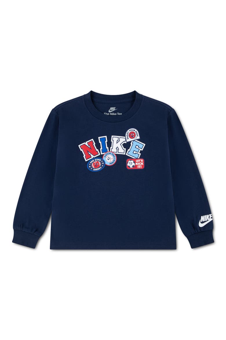 Kids' Nike Graphic Long Sleeve T-Shirt, Main, color, MIDNIGHT
