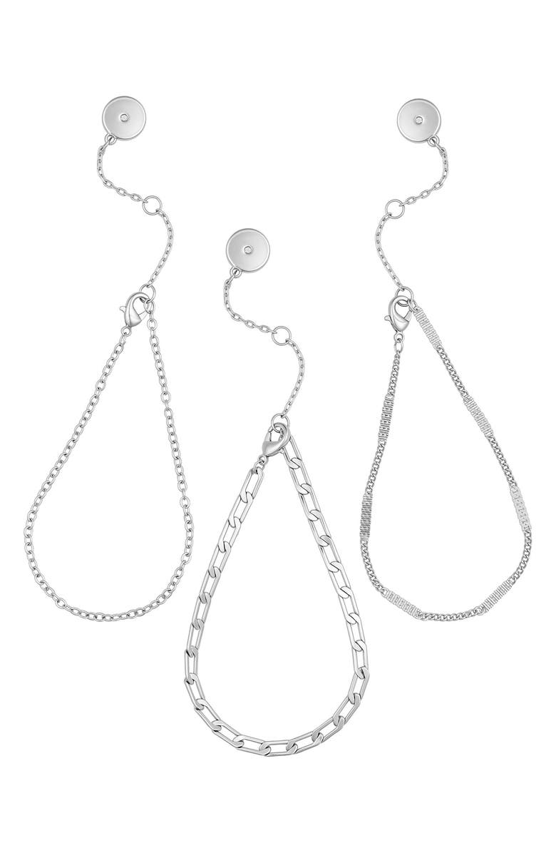 Vince Camuto Set of 3 Chain Bracelets, Alternate, color, Silver Tone