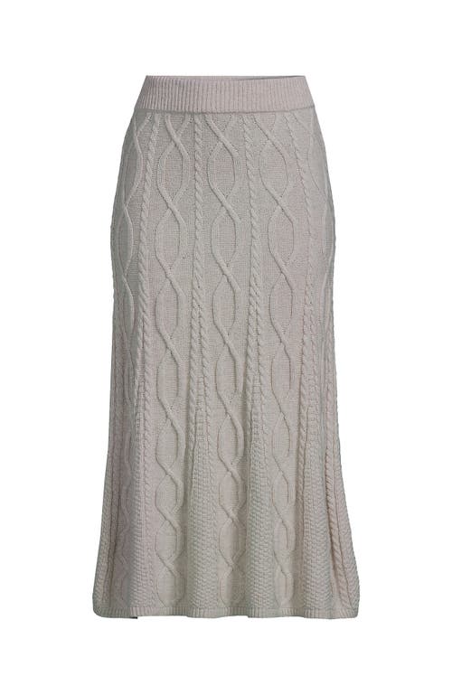 Lands' End Cozy Lofty Cable Fluted Midi Sweater Skirt In Gray