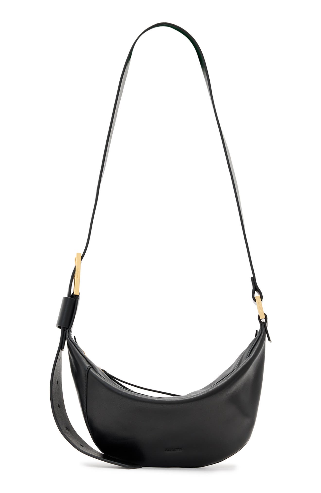 AllSaints Luna Leather Crossbody Bag, Main, color, Black