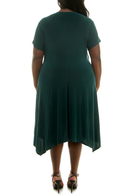 Nina Leonard Handkerchief Hem Dress In Hunter