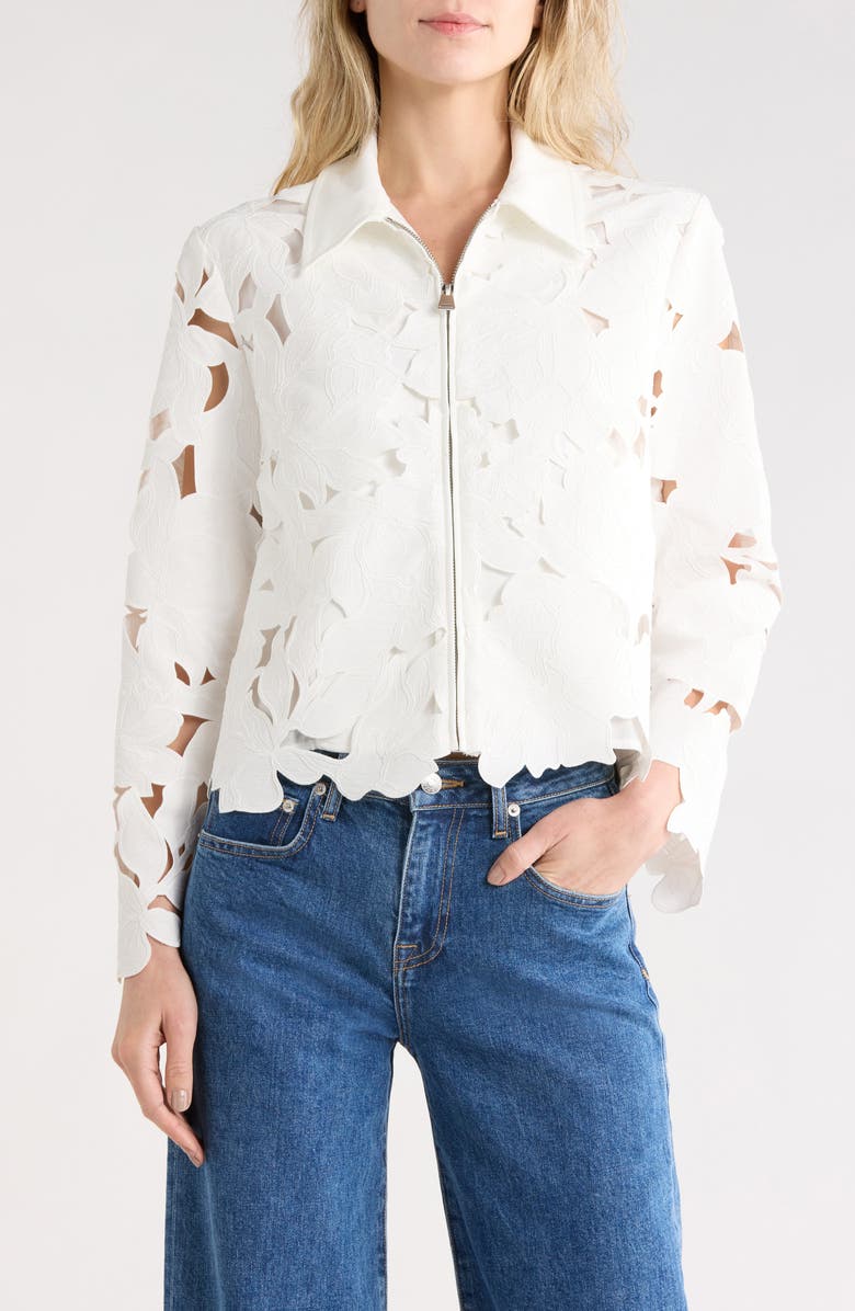 Simkhai Quinn Floral Cutout Jacket, Main, color, 