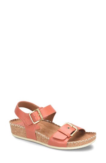 Eurosoft Cork Wedge Sandal In Mango