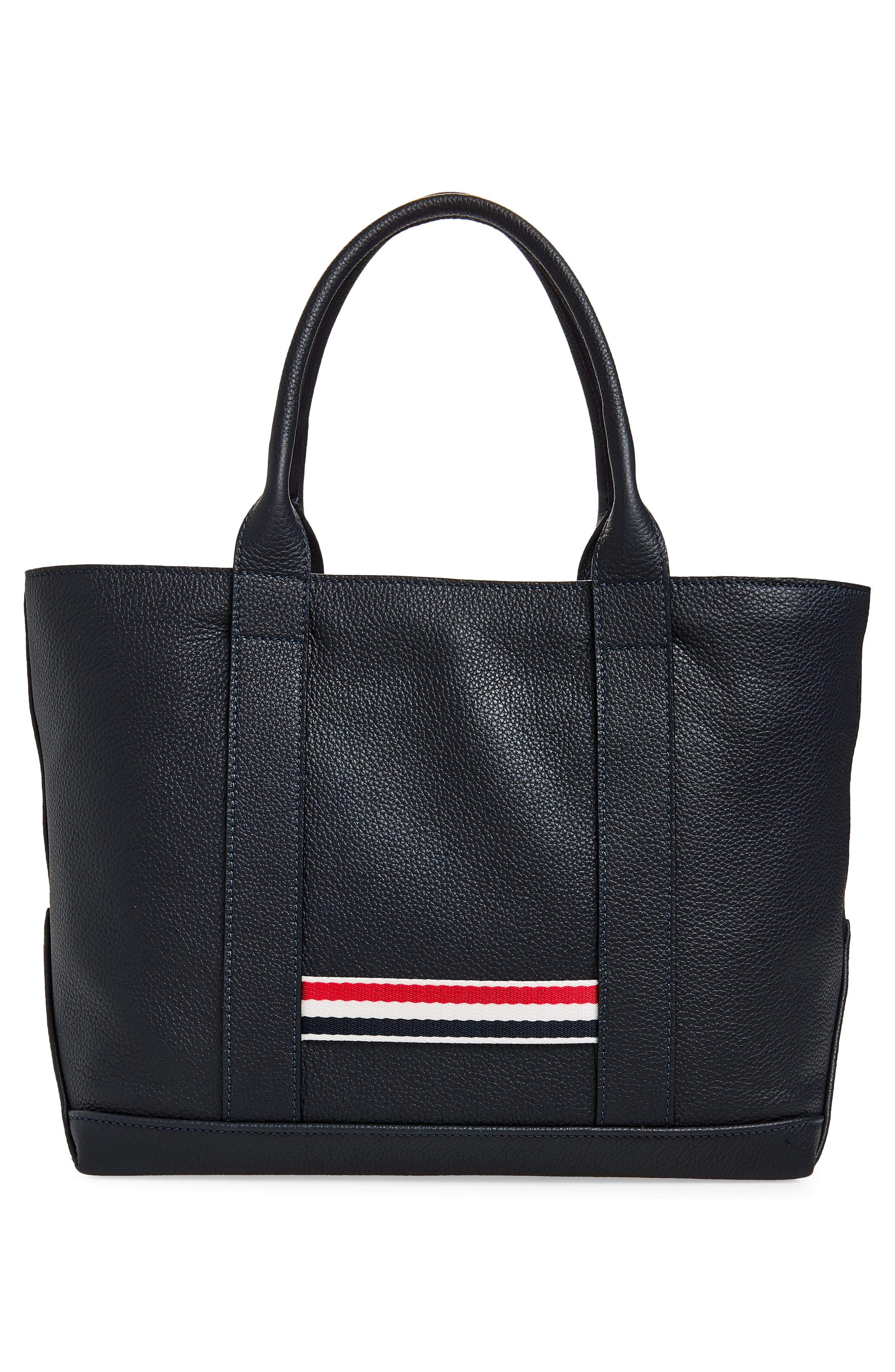 Small Tool Pebbled Leather Tote, Alternate, color, NAVY