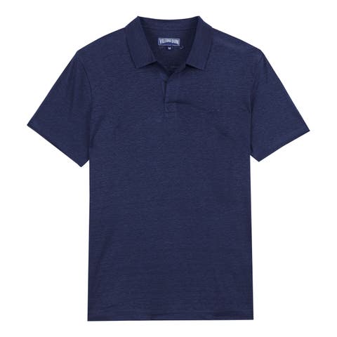 Men's Solid Linen Jersey Polo Shirt