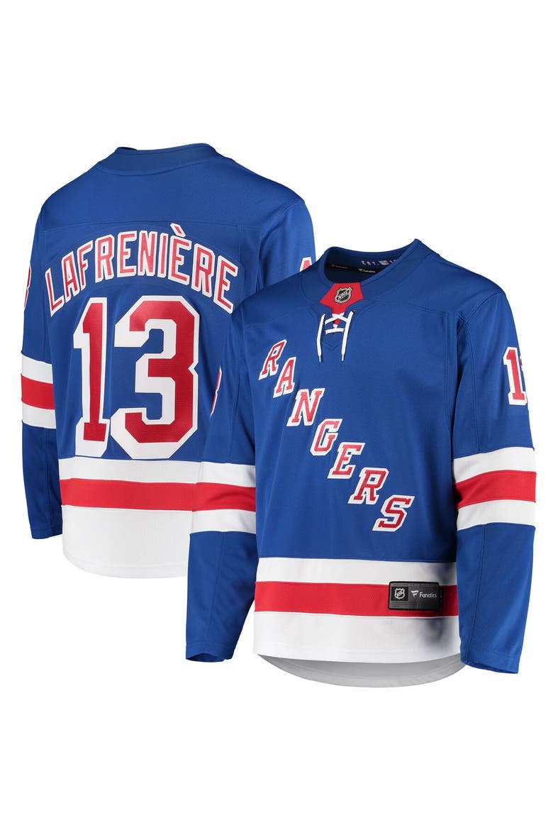 Men's Fanatics Branded Alexis Lafrenière Blue New York Rangers Premier Breakaway Player Jersey, Main, color, Blue