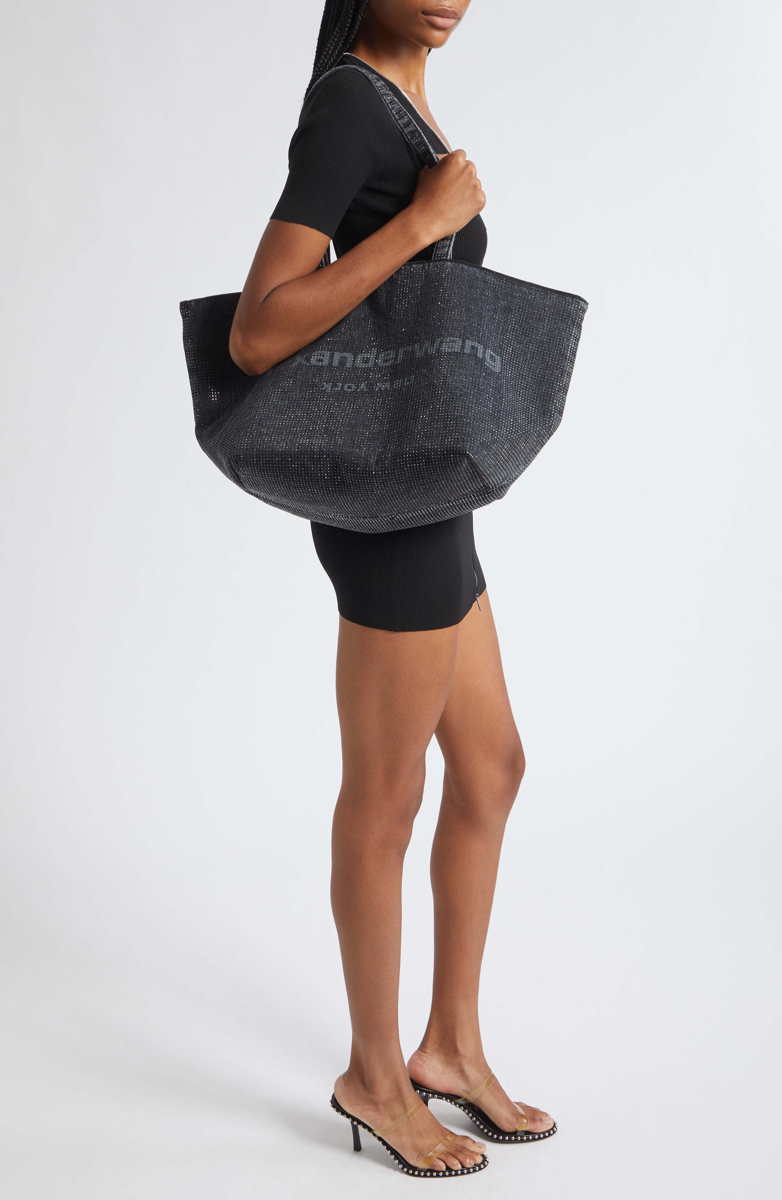 Punch Hotfix Denim Tote, Alternate, color, GREY AGED