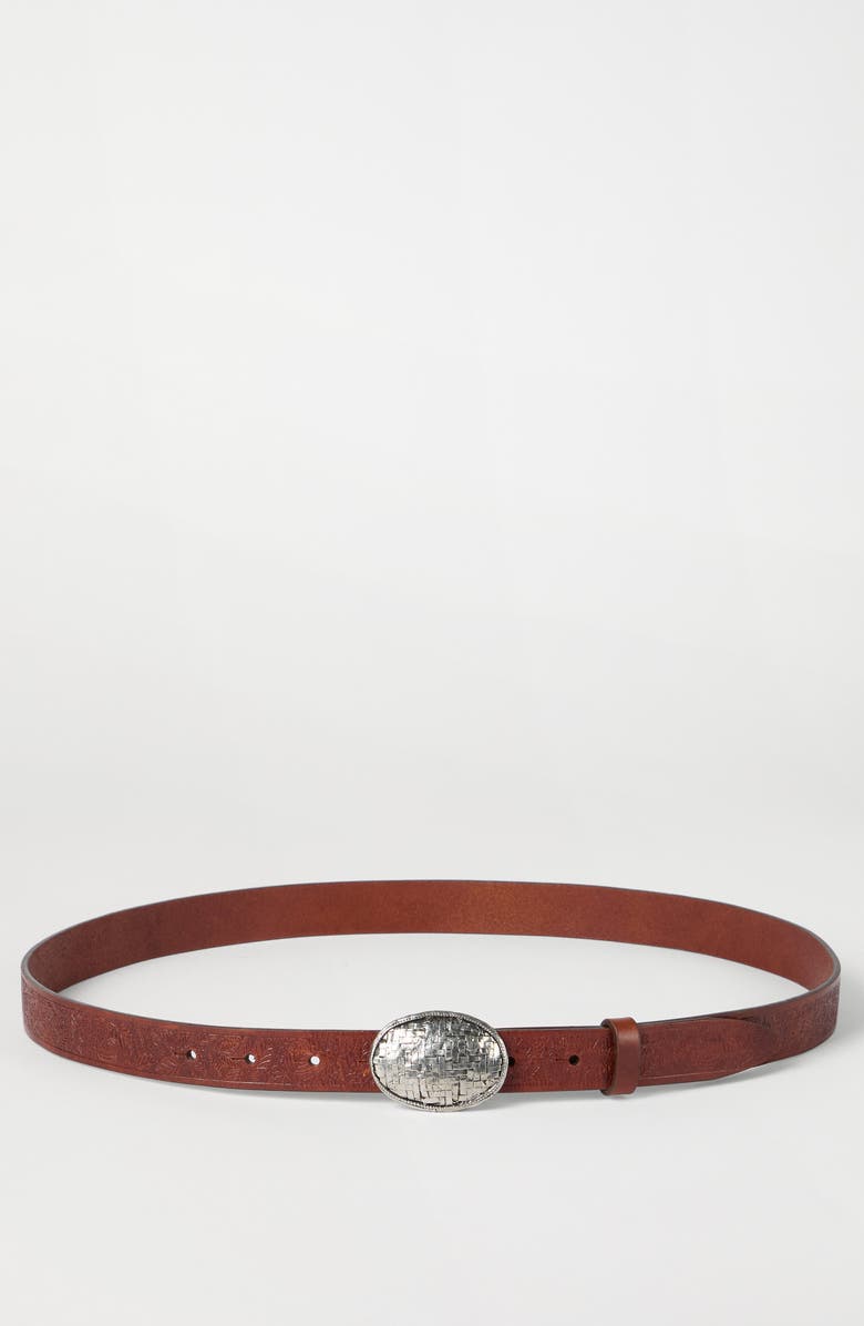 Brunello Cucinelli Calfskin belt, Alternate, color, Mahogany