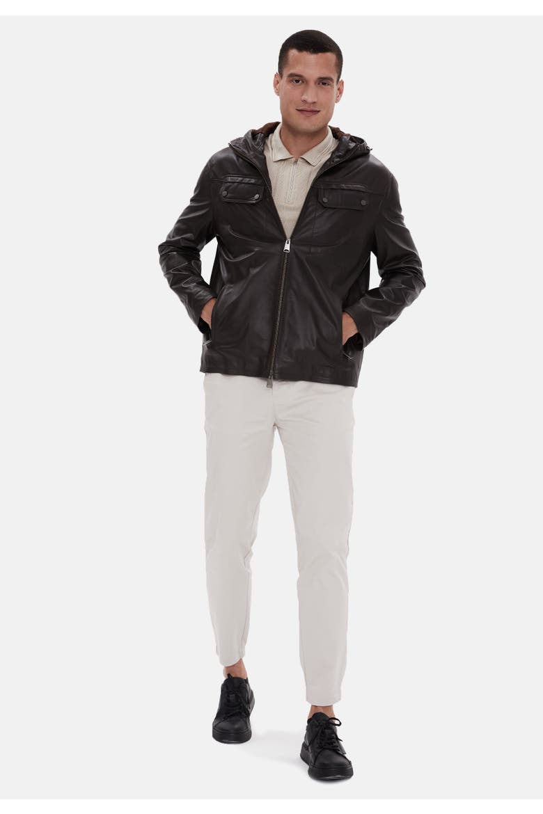Horace Leather Jacket, Alternate, color, Brown