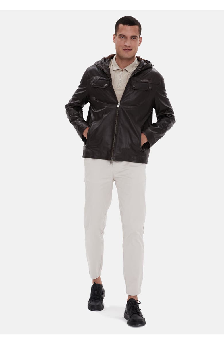 Furniq UK Horace Leather Jacket, Alternate, color, Brown