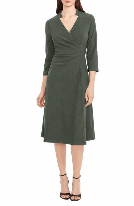 Maggy London Ruched Fit & Flare Midi Dress