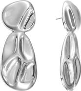 RIVKA FRIEDMAN White Rhodium Plated Pebble Drop Earrings
