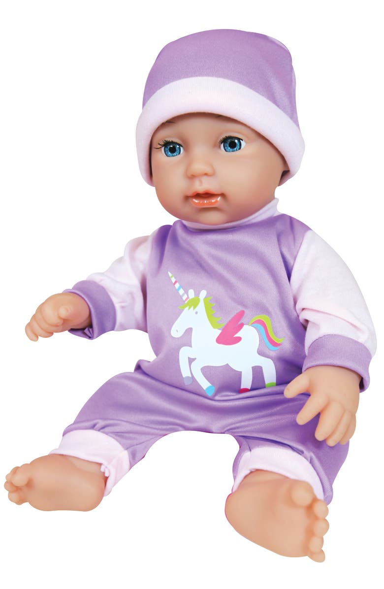 Lissi 11 Inch Bath Baby Doll Set, Pink Purple Unicorn Outfit & Hat, Accessories, Alternate, color, Multicolored