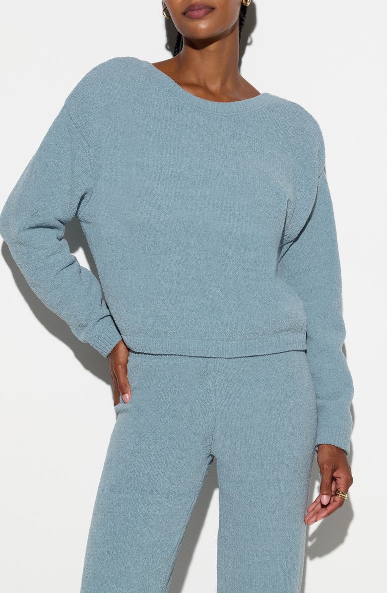 Spiritual Gangster Blaire Chenille Sweater, Main, color, Ocean Fog