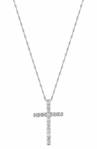 Frankie & Zoe 14K White Gold Diamond Cross Pendant Necklace