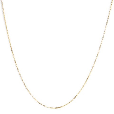 Unisex Solid 14K Gold 1.5mm Paperclip Chain Necklace