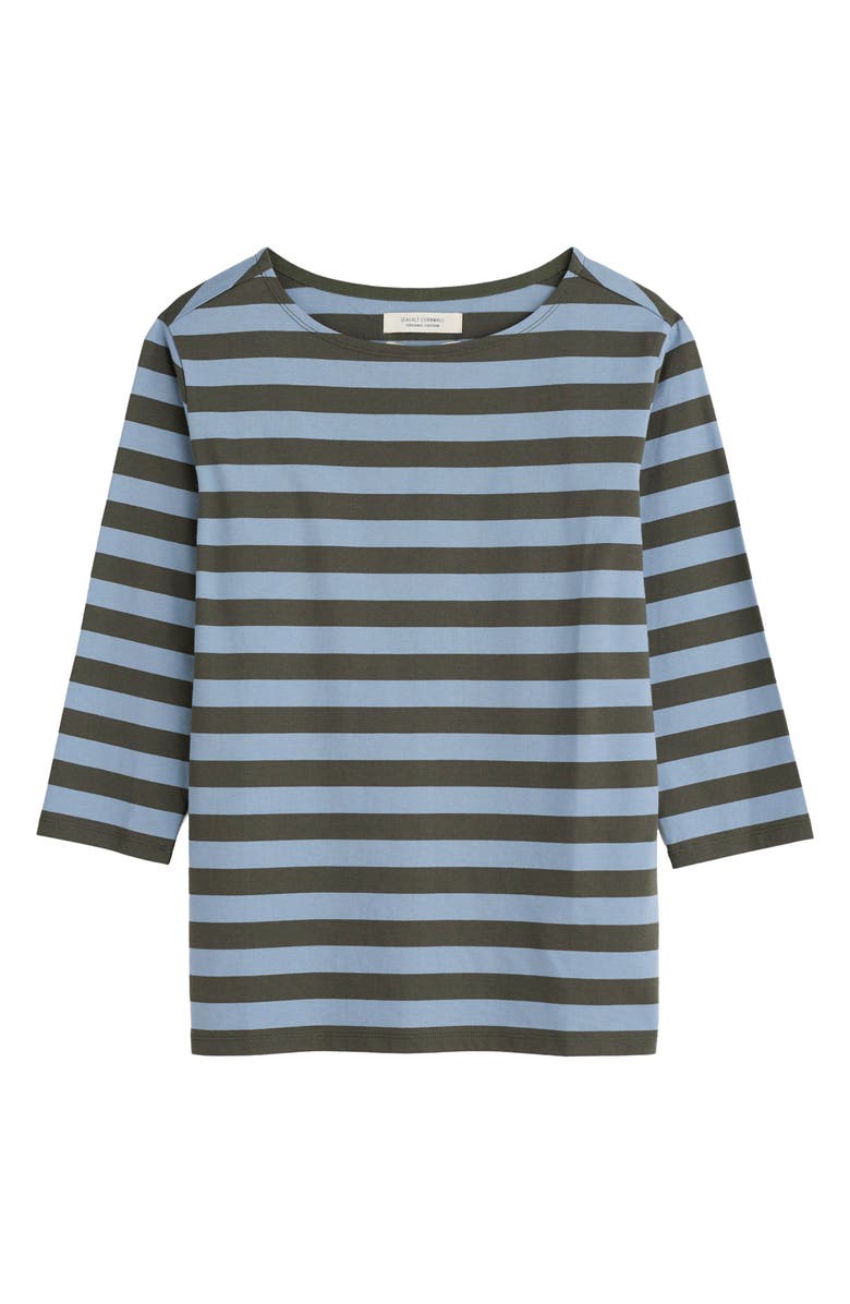 Seasalt Cornwall Sailor Stripe Three-Quarter Sleeve Organic Cotton Top, Alternate, color, 
