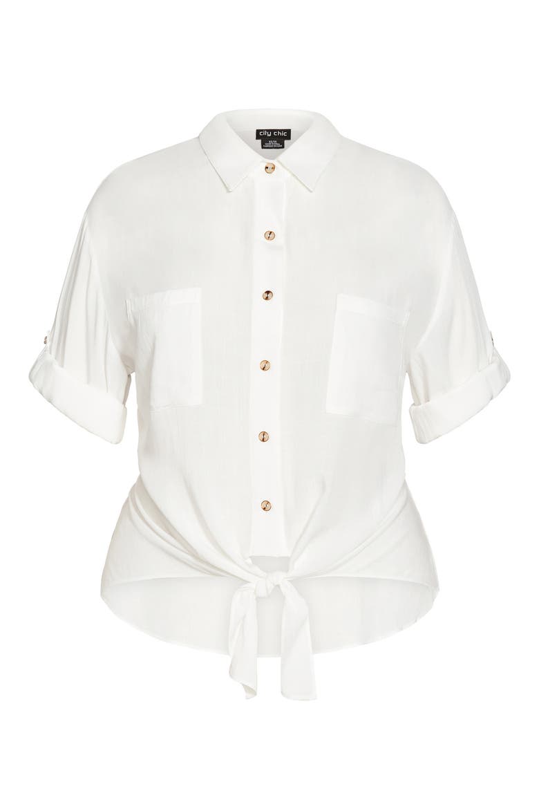 Tropical Tie Hem Button-Up Shirt, Alternate, color, PRINT