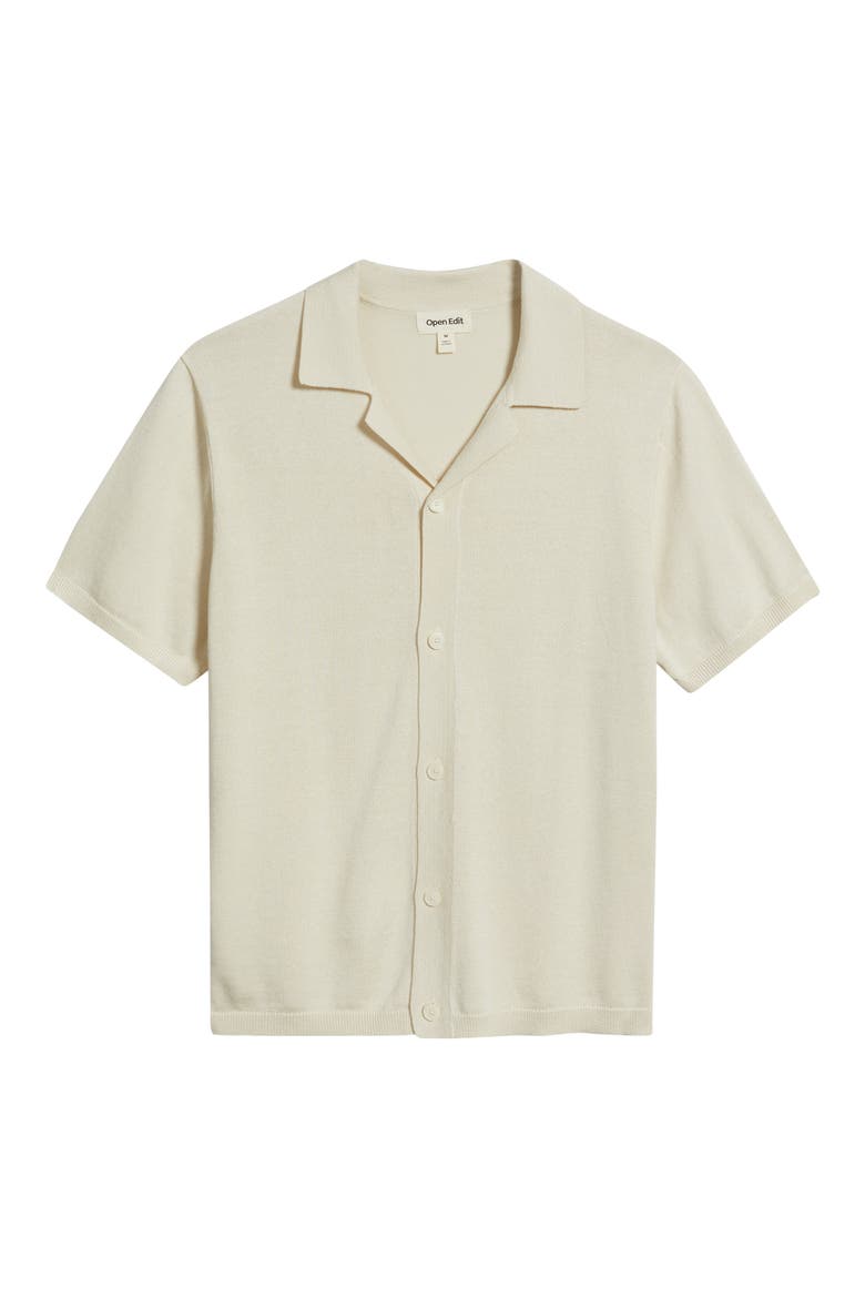 Camp Short Sleeve Button Up Sweater, Alternate, color, IVORY DOVE