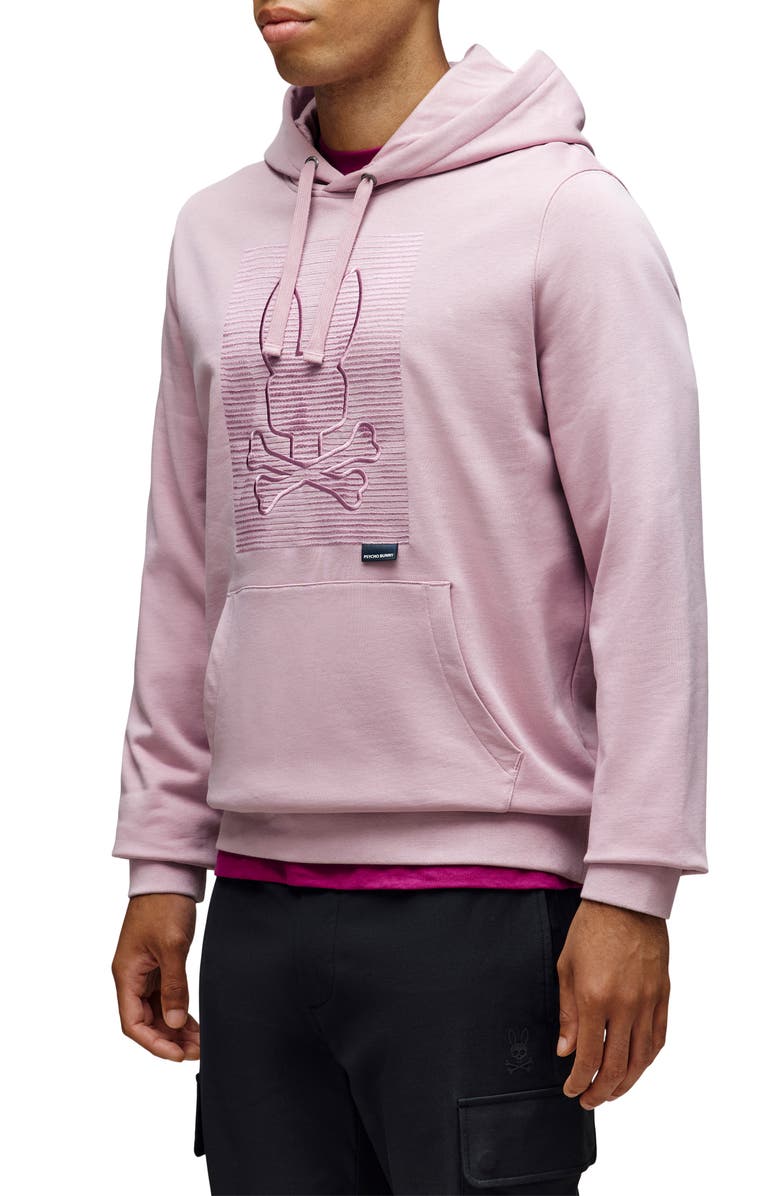 Psycho Bunny Grant Embroidery Texture Hoodie, Alternate, color, Mauve Shadows